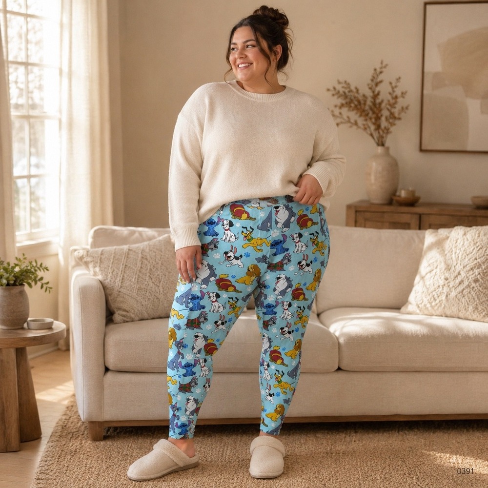 Disney Parks Dogs Stitch Blue Leggings Womens 3X Plus All Over Print 0391